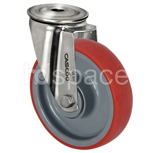 Stainless Steel / Thermoplastic Polyurethane 100mm Bolt Hole And Brake Castor