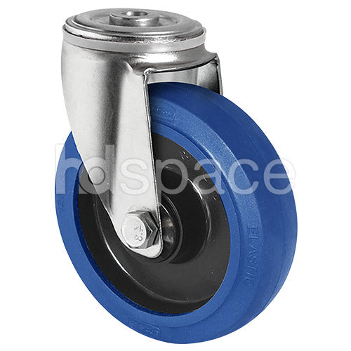 Elastic Blue Rubber 100mm Bolt Hole Castor